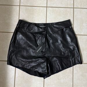 Lamarque Black Leather High-Waist Shorts